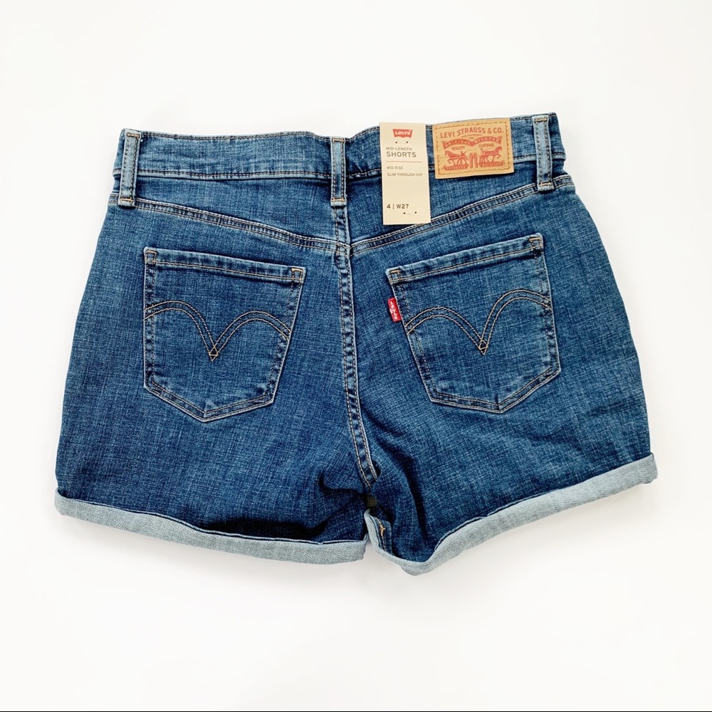 Levi’s Distressed Mid Length Denim Jean Short 27 NWT - Picture 4 of 9